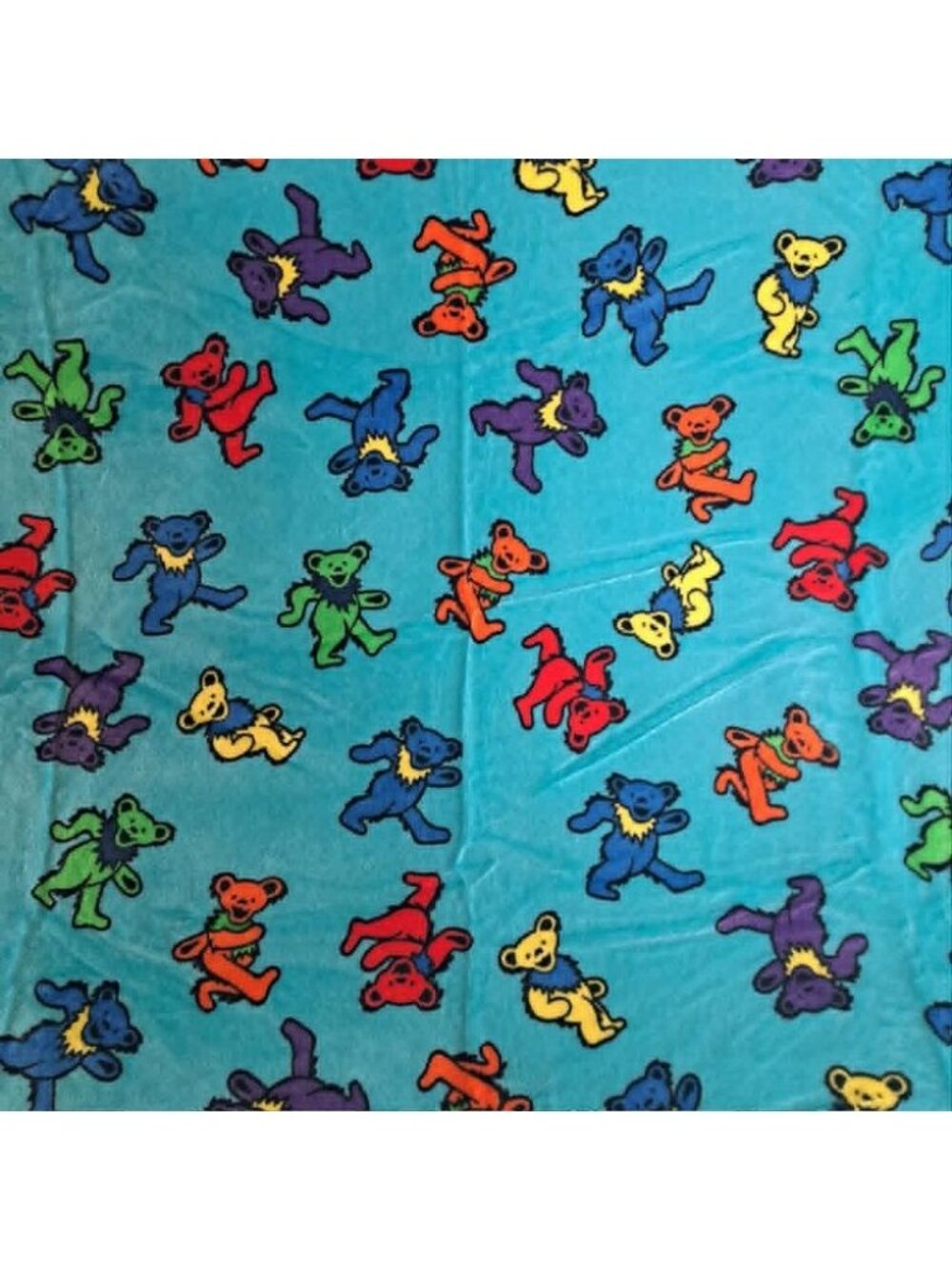Dancing Bears Blue Plush Throw Gift Blanket Fleece Grateful Dead Soft Concert - Picture 3 of 4